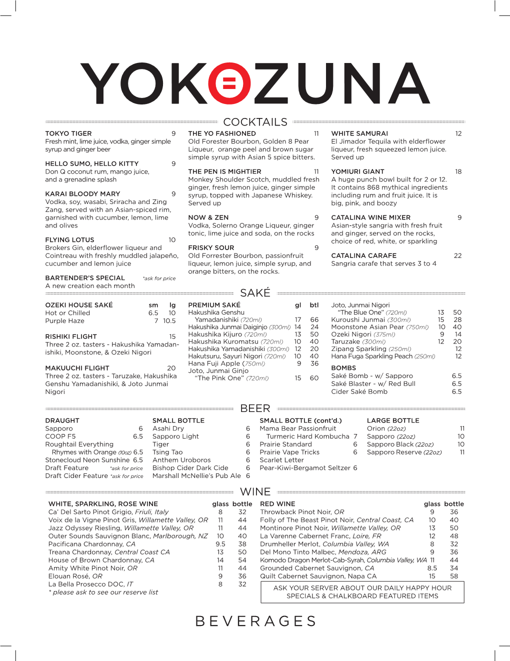 Yoko Menu June 2021