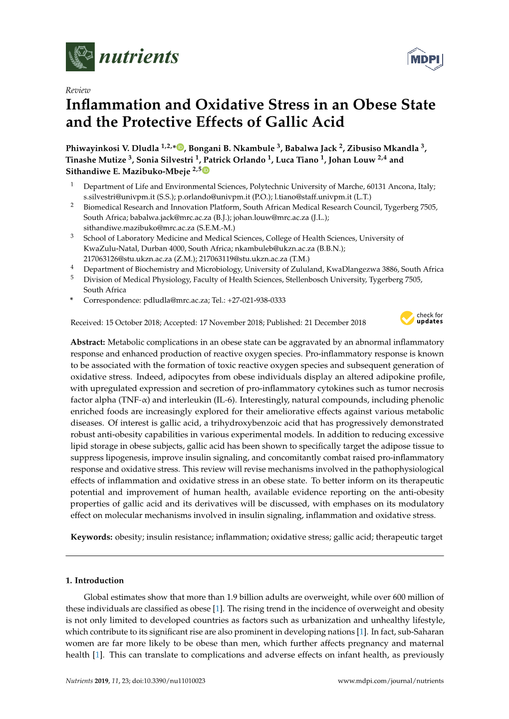 Inflammation and Oxidative Stress in an Obese State and the Protective