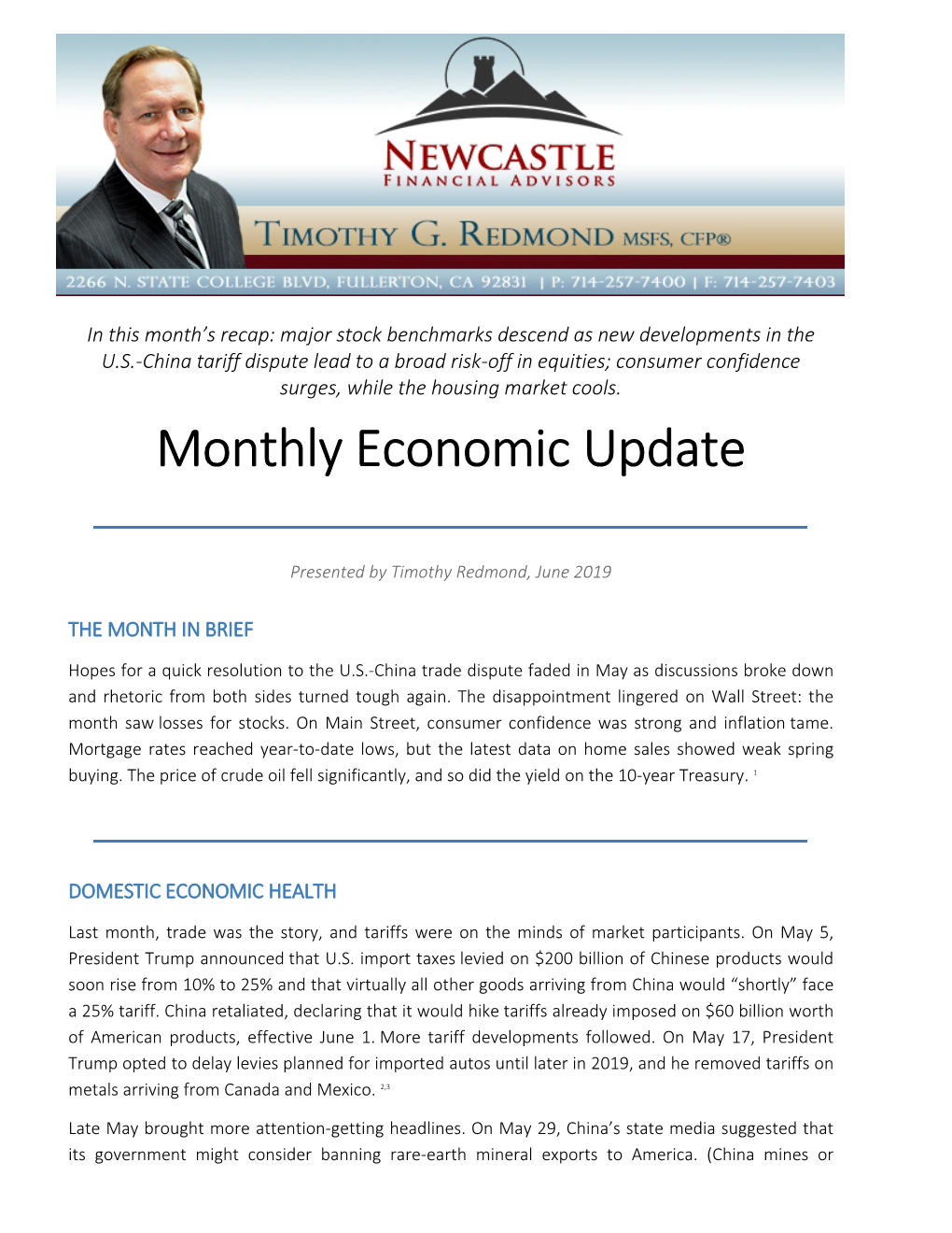 Monthly Economic Update