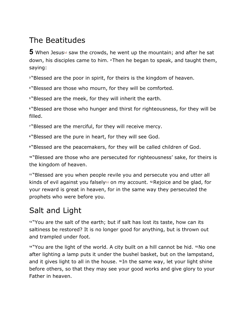 The Beatitudes Salt and Light