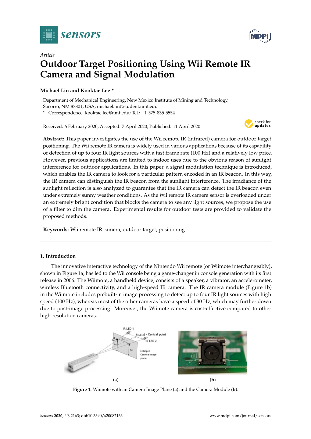 Outdoor Target Positioning Using Wii Remote IR Camera and Signal Modulation