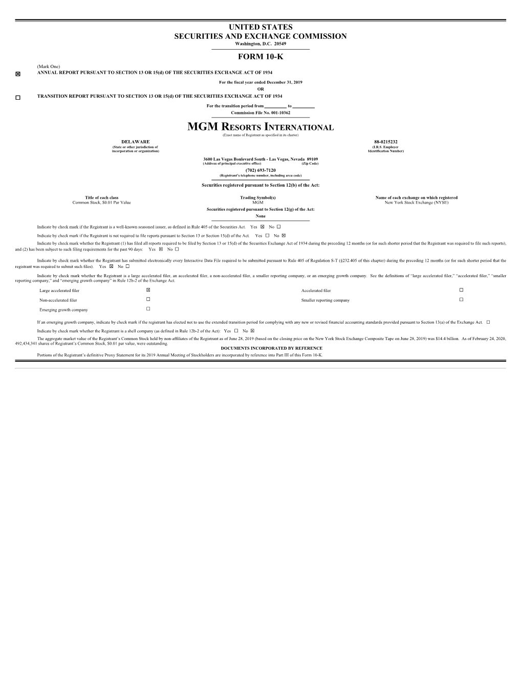 United States Securities and Exchange Commission Form