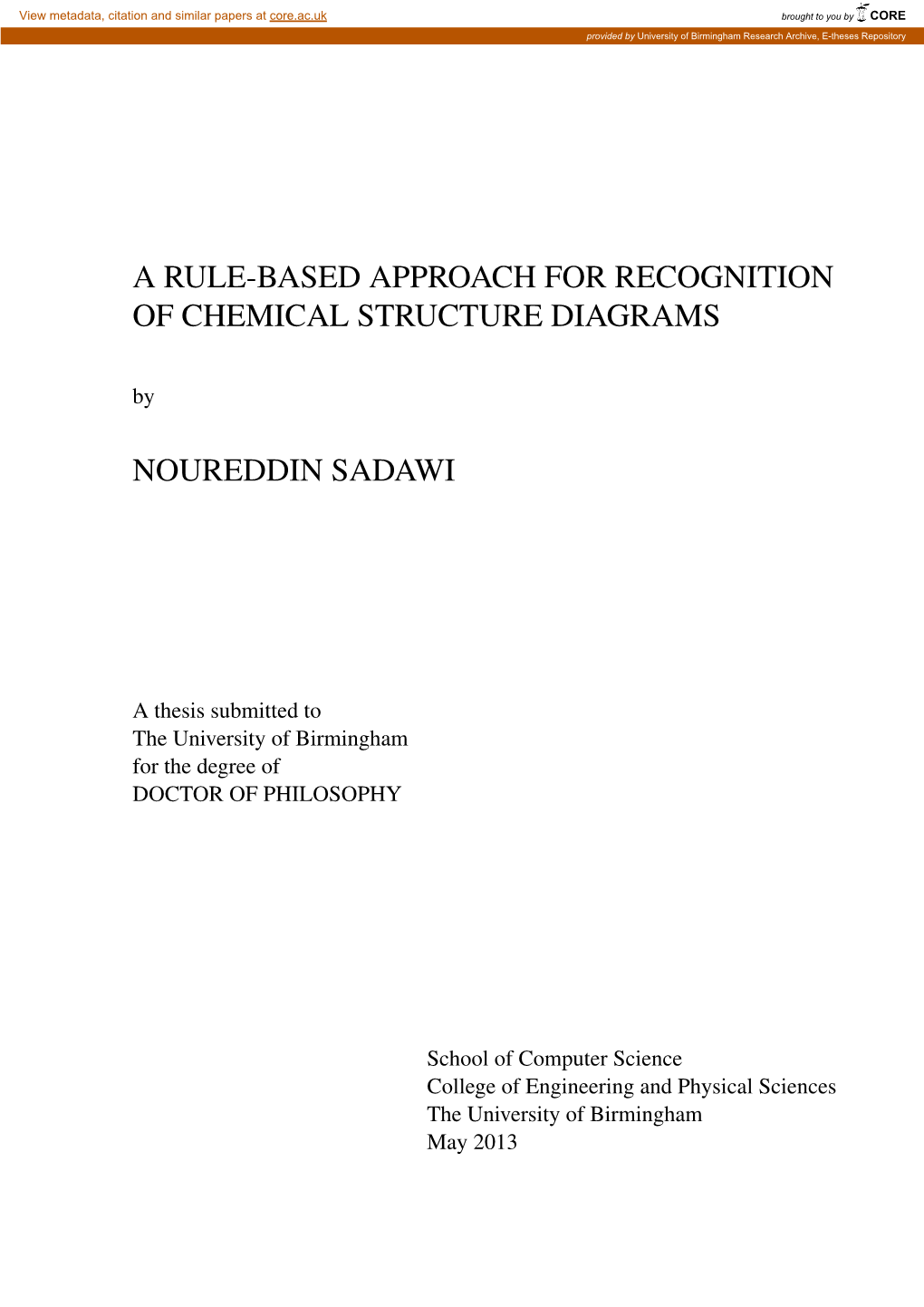 A Rule-Based Approach for Recognition of Chemical Structure Diagrams