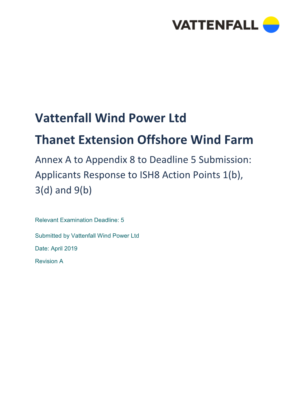 Vattenfall Wind Power Ltd Thanet Extension Offshore Wind Farm