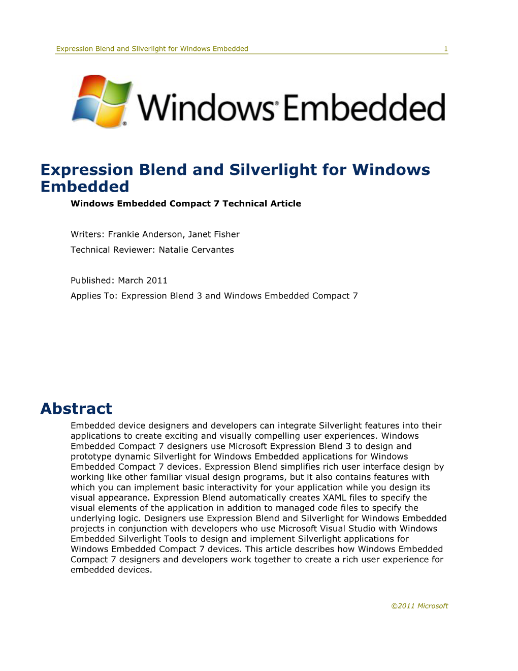 Expression Blend and Silverlight for Windows Embedded 1