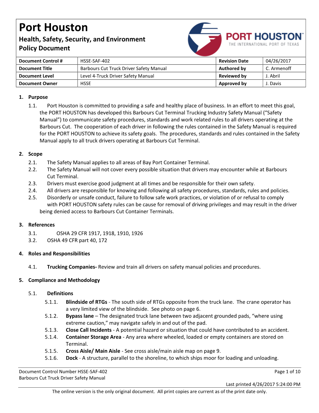 Barbours Cut Safety Manual