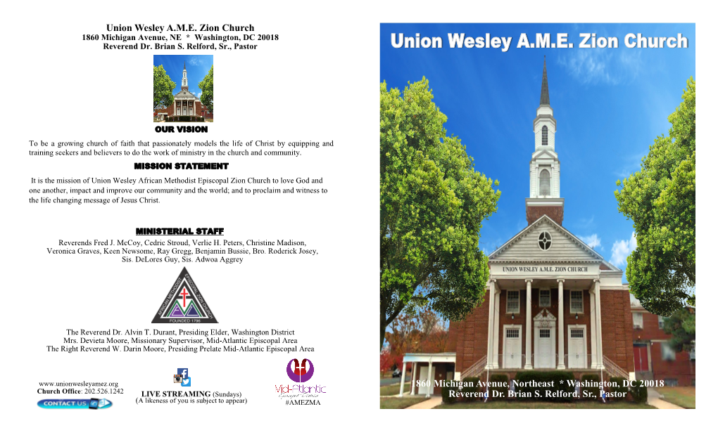 Union Wesley A.M.E. Zion Church 1860 Michigan Avenue, Northeast
