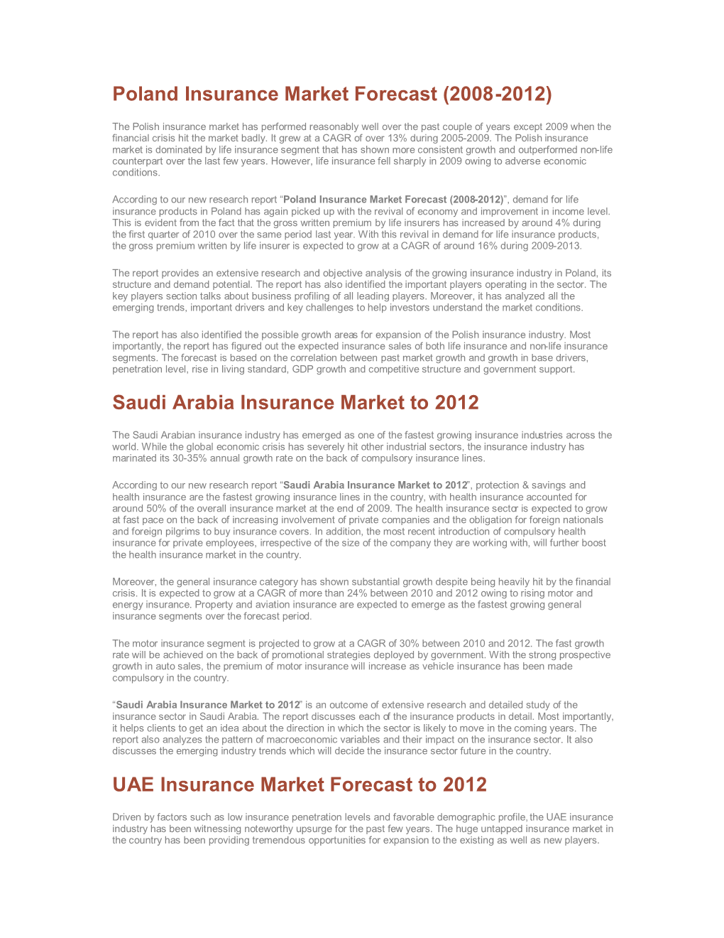 Poland Insurance Market Forecast (2008-2012)