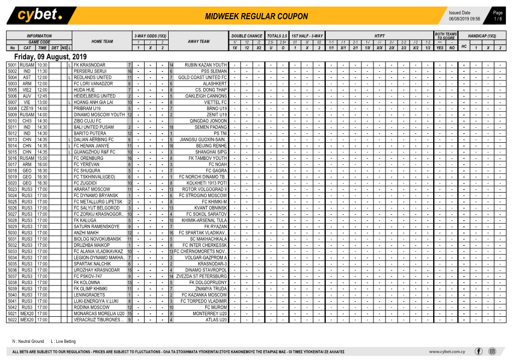 Midweek Regular Coupon 06/08/2019 09:56 1 / 6