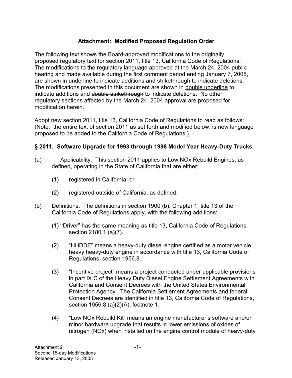 Attachment: Modified Proposed Regulation Order