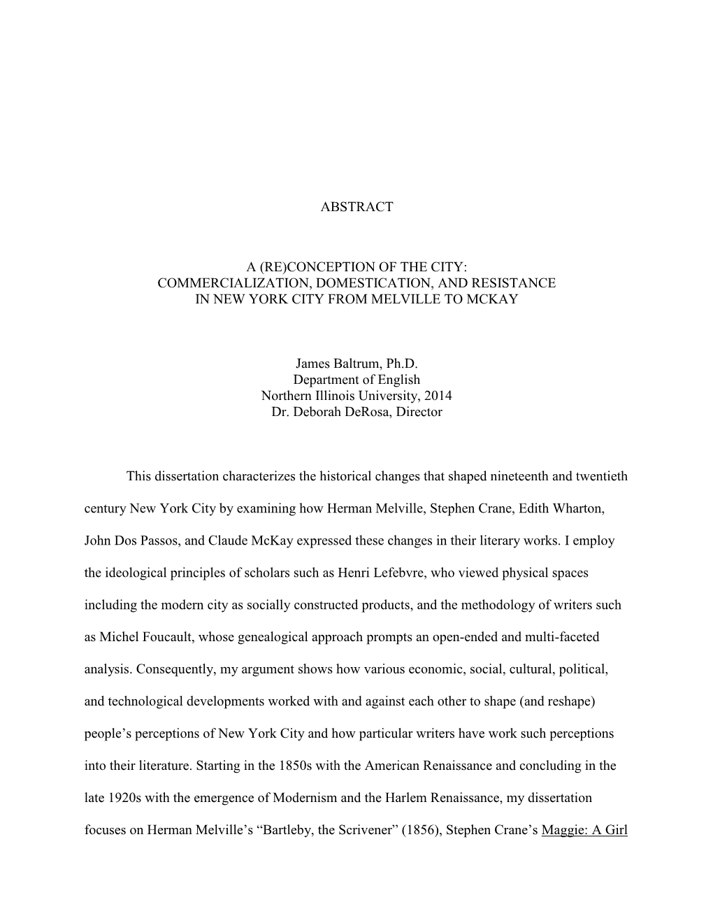 Commercialization, Domestication, and Resistance in New York City from Melville to Mckay