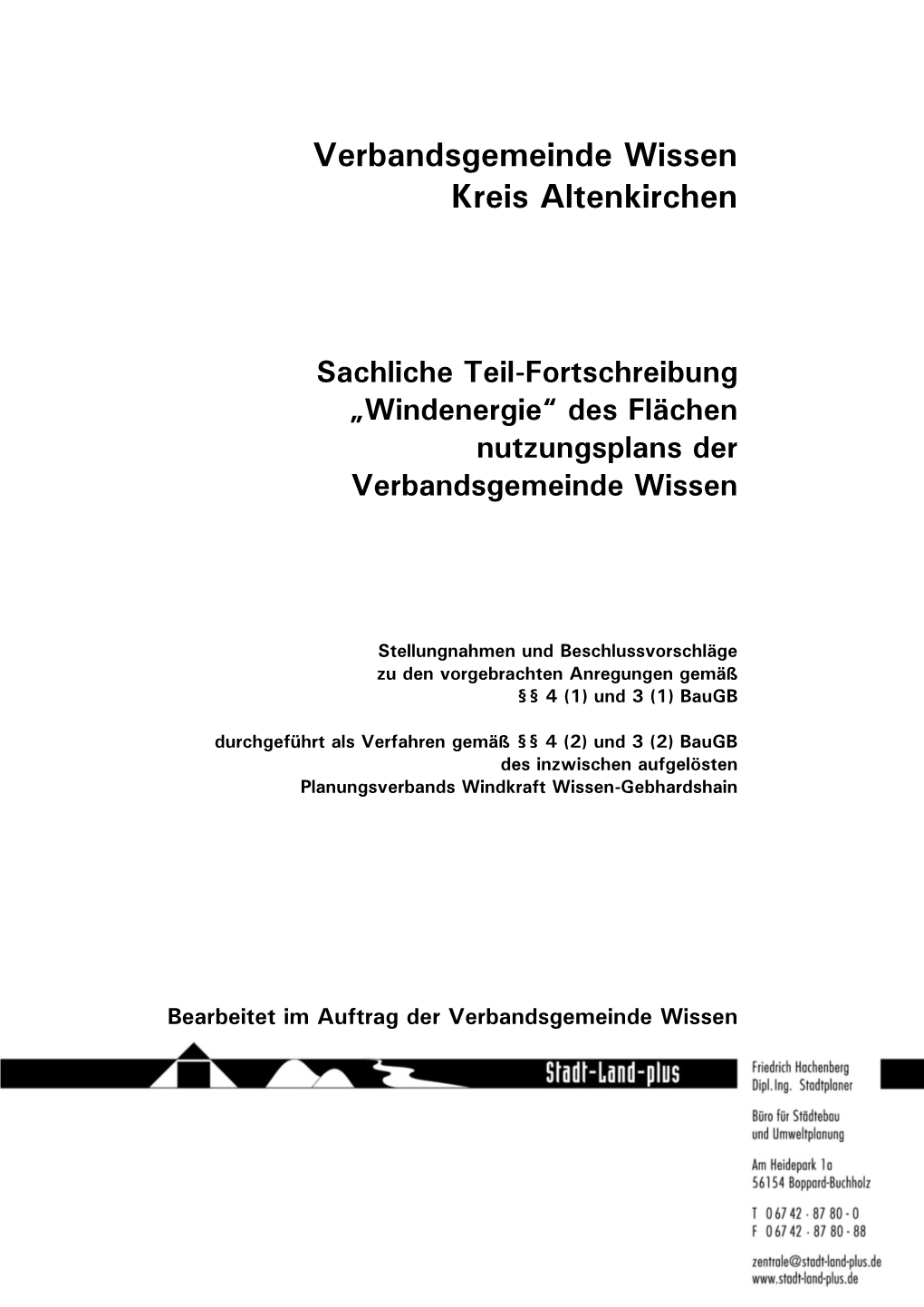 Des Flächen Nutzungsplans Der Verbandsgemeinde Wissen