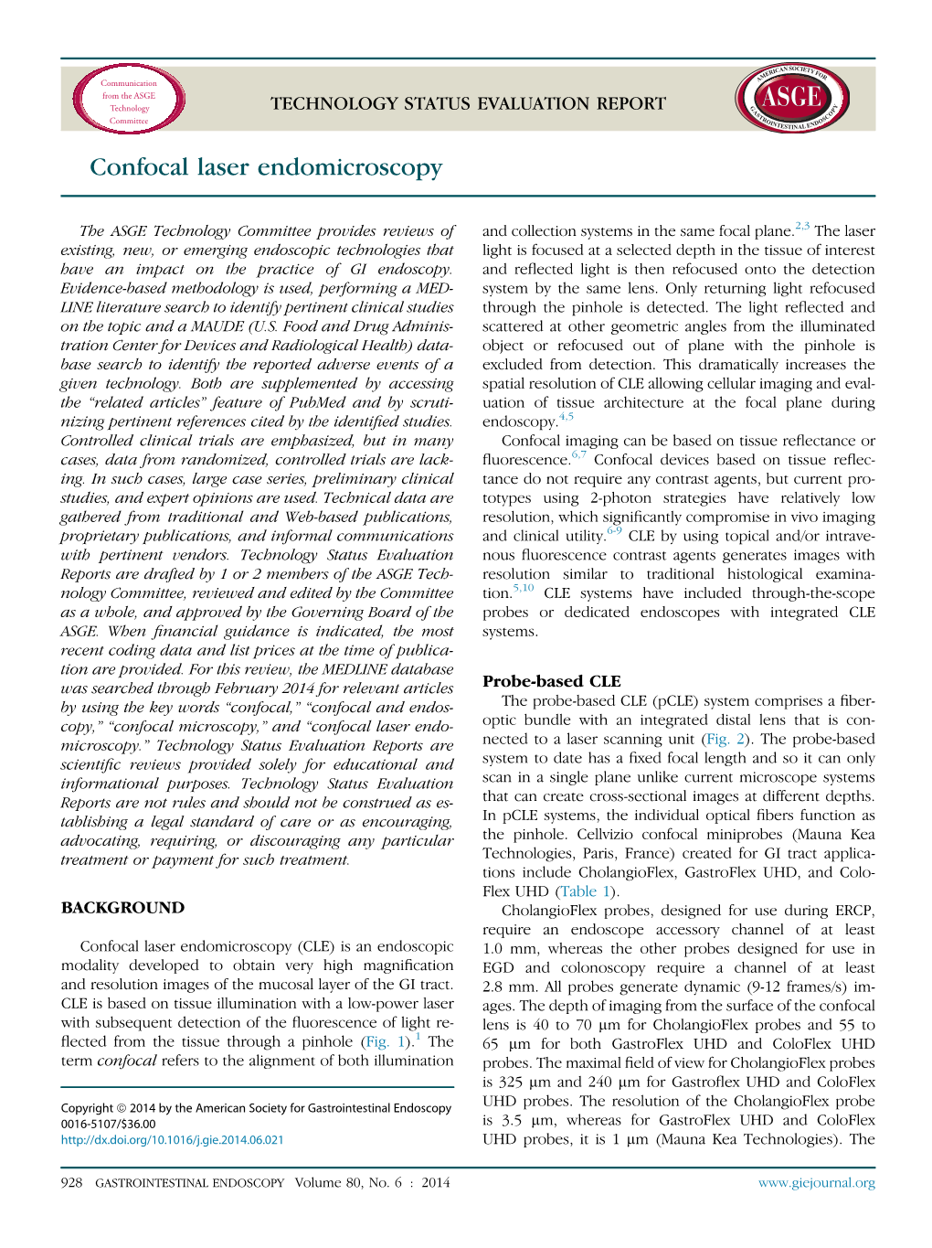 Confocal Laser Endomicroscopy