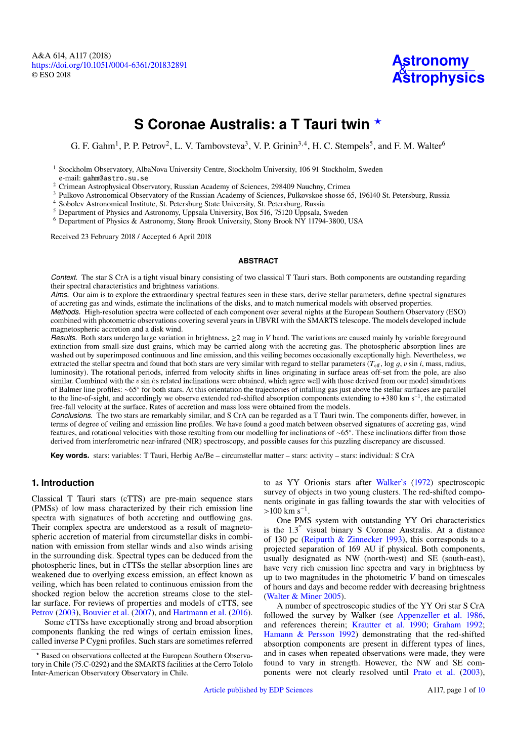 S Coronae Australis: a T Tauri Twin ? G