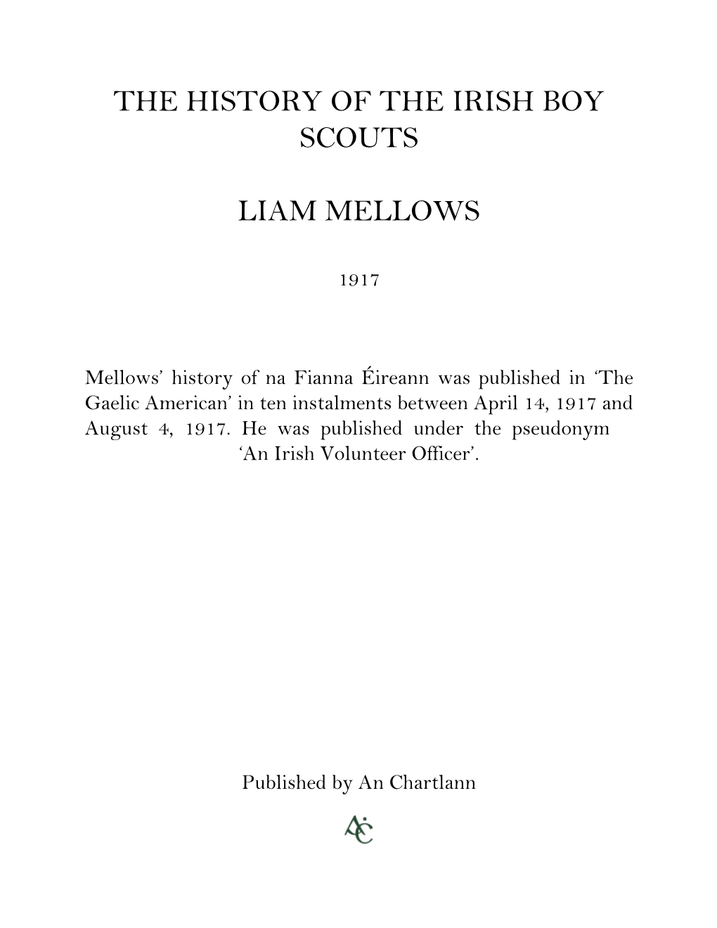 The History of the Irish Boy Scouts Liam