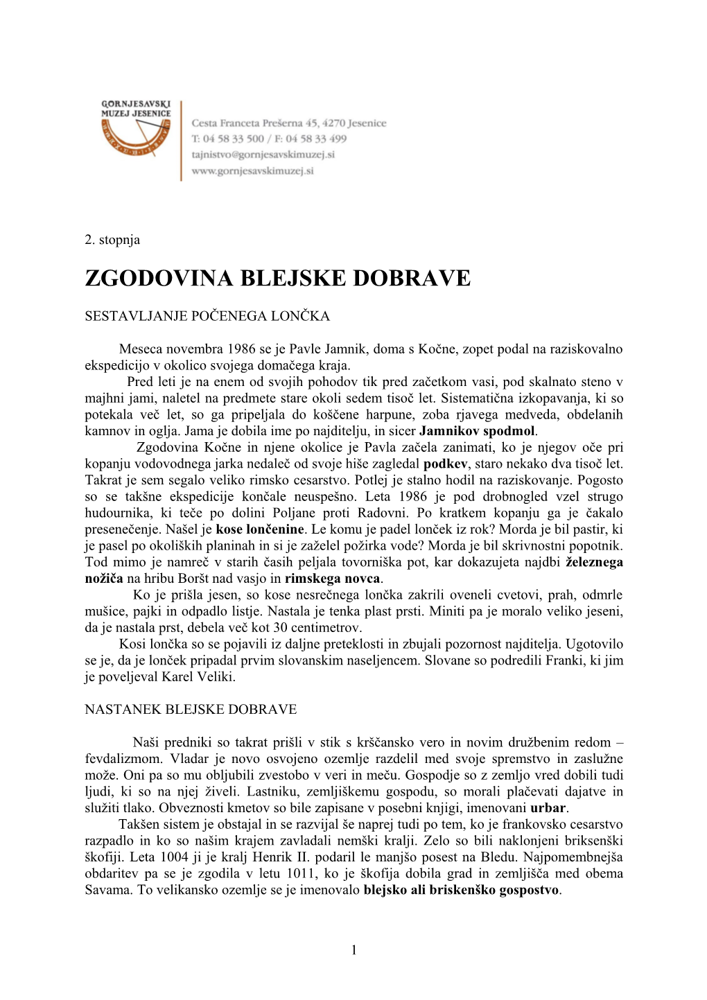 Zgodovina Blejske Dobrave