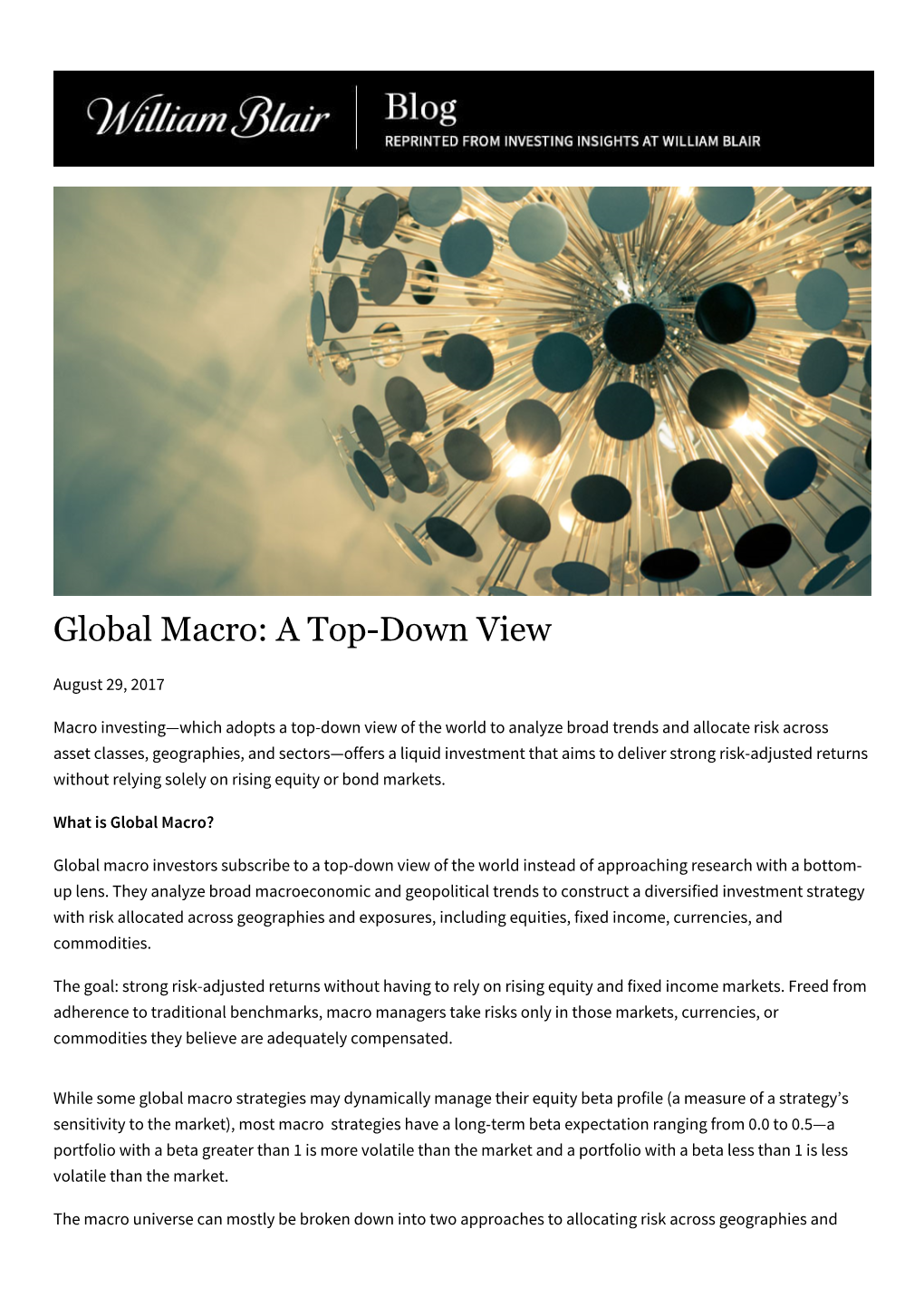 Global Macro: a Top-Down View