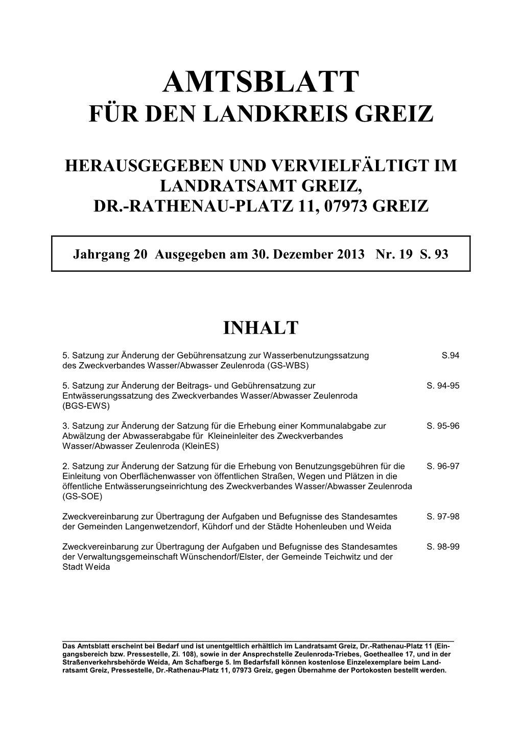 Amtsblatt Für Den Landkreis Greiz