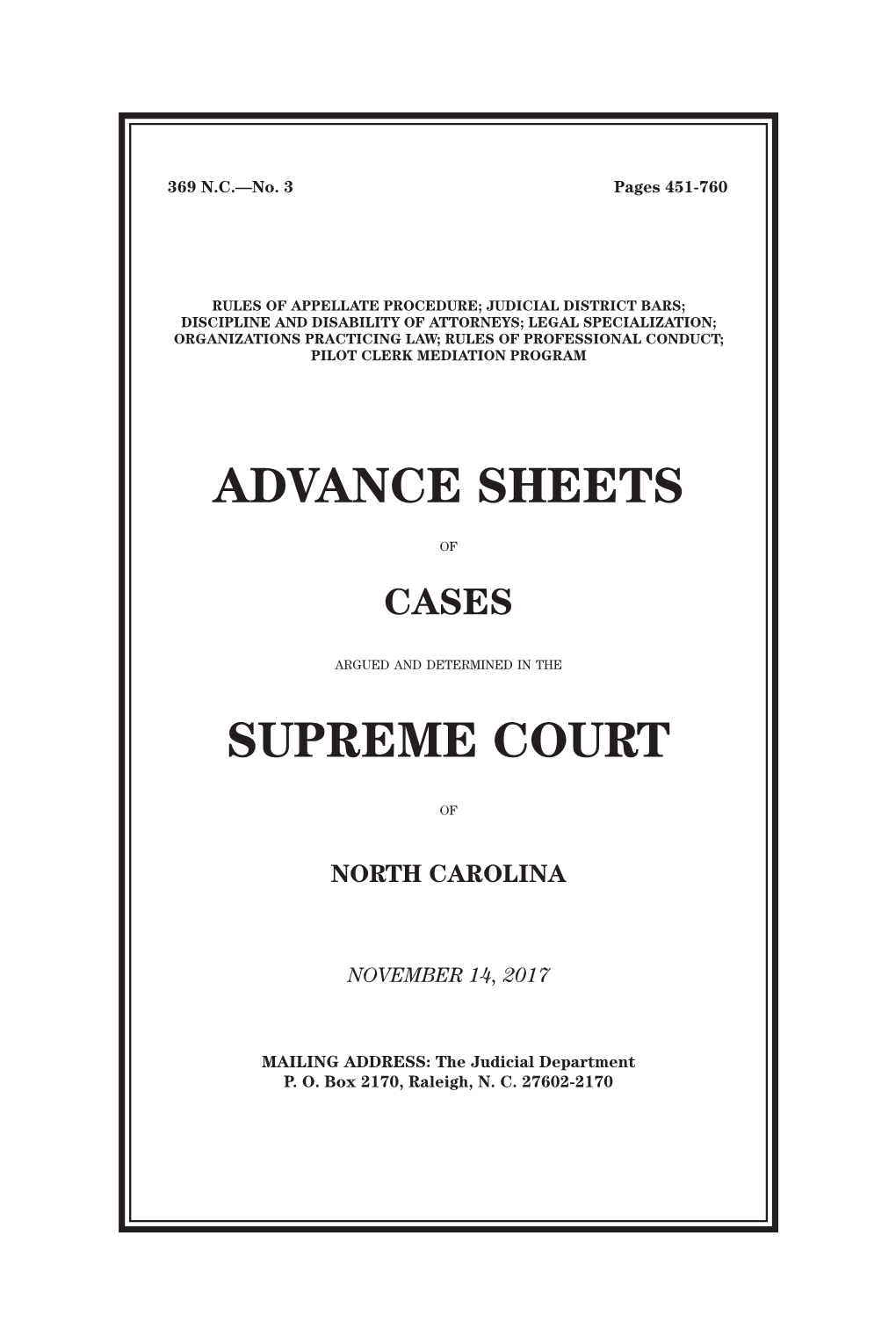 Advance Sheets Supreme Court