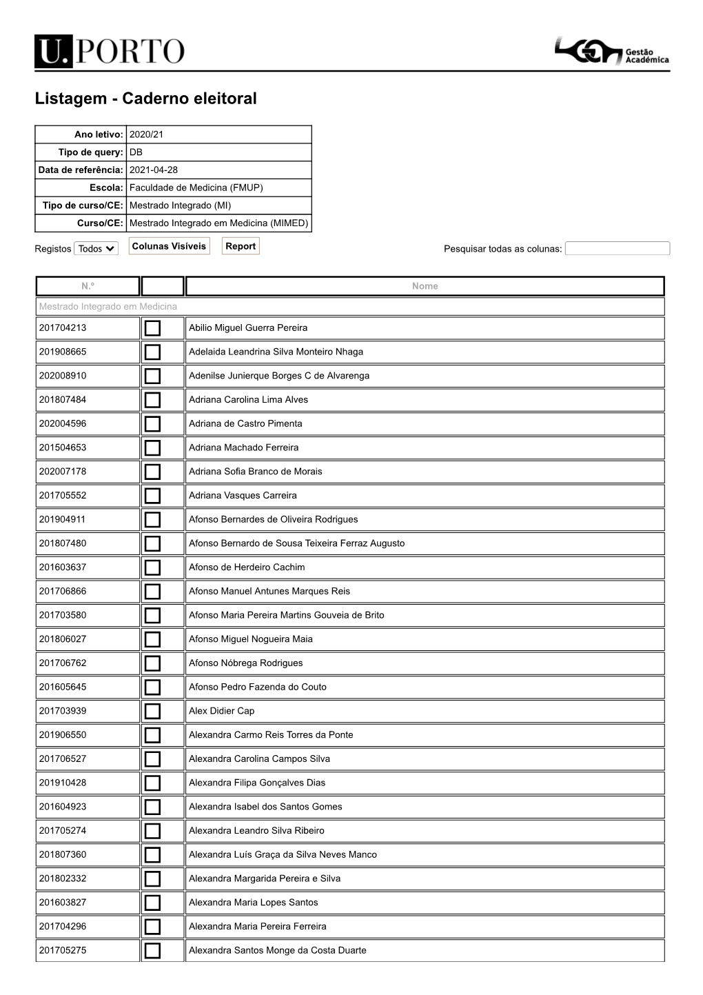 Listagem - Caderno Eleitoral