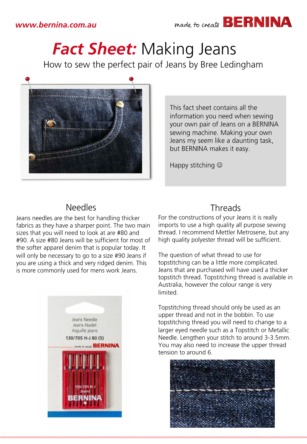 Fact Sheet: Making Jeans How to Sew the Perfect Pair of Jeans by Bree Ledingham