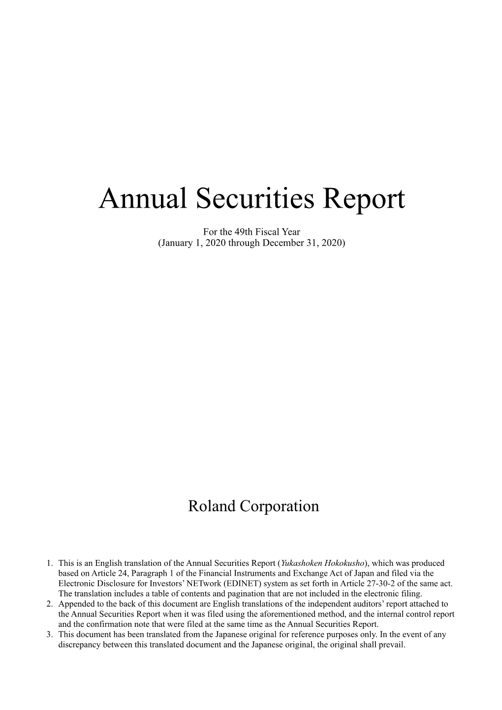 Annual Securities Report