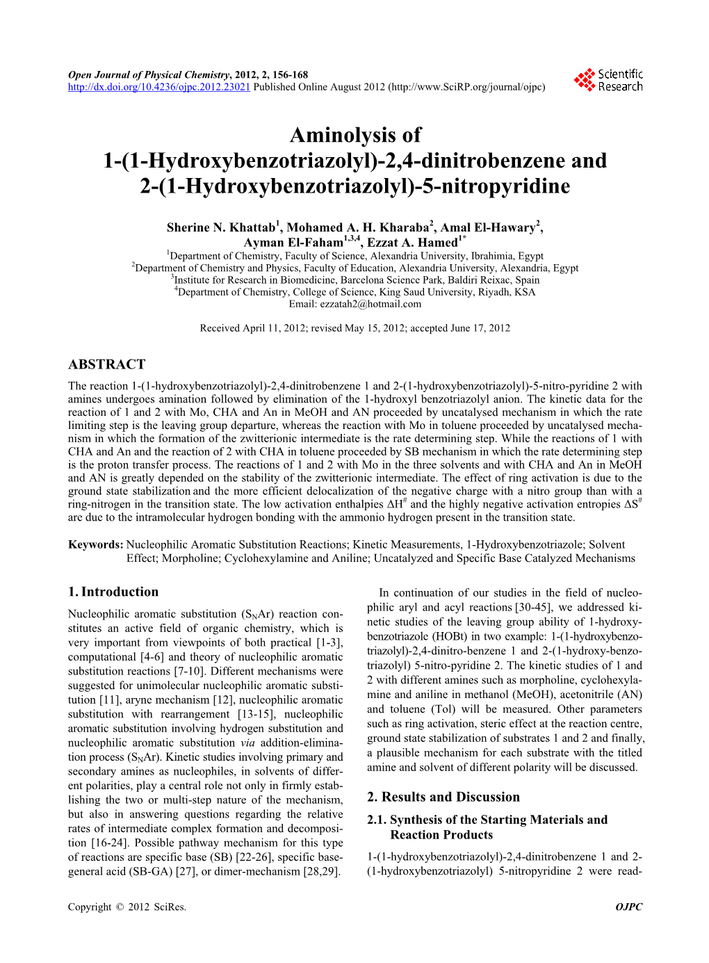 2,4-Dinitrobenzene and 2-(1-Hydroxybenzotriazolyl)-5-Nitropyridine