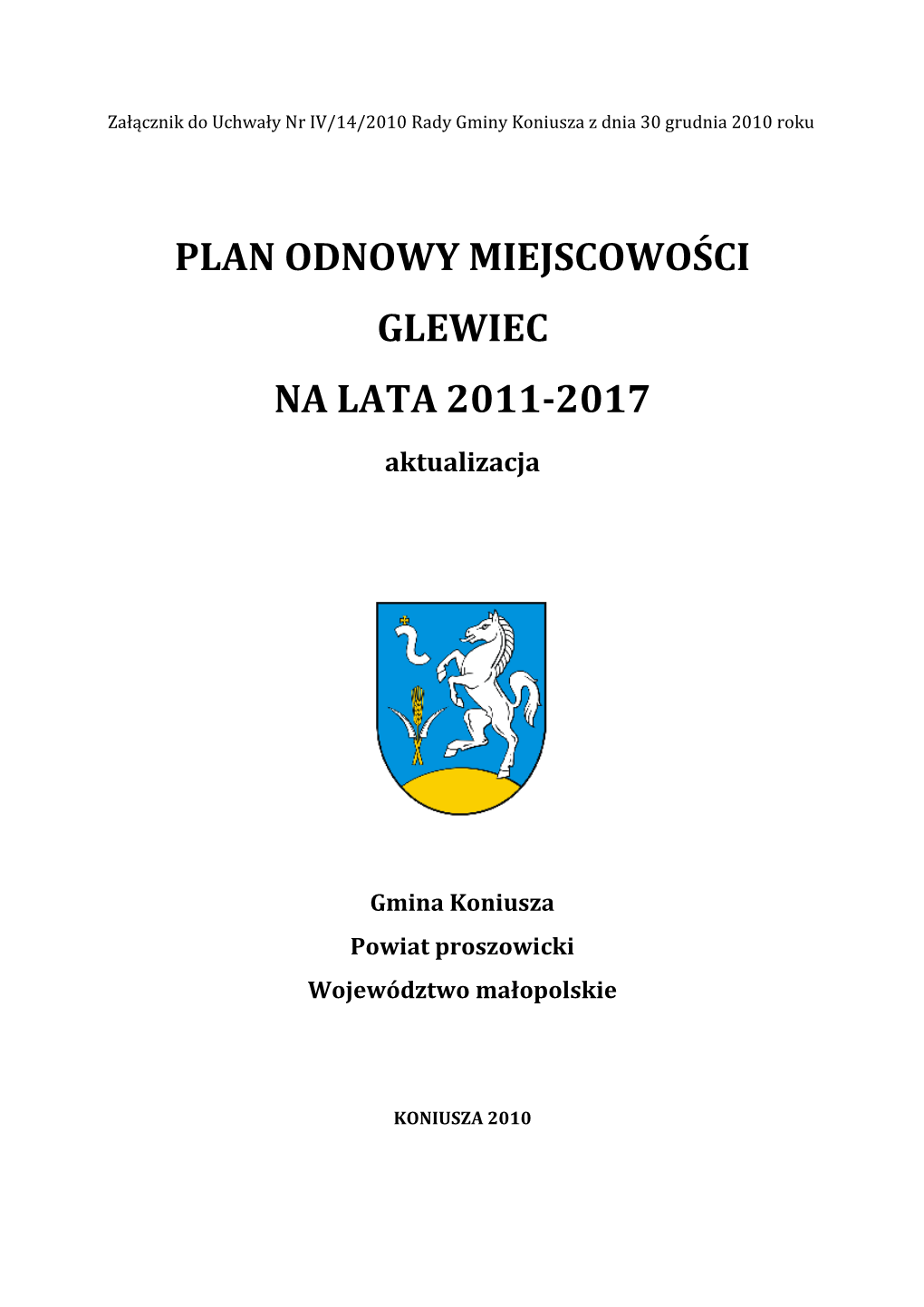 Plan Odnowy Miejscowości Glewiec Na Lata 2011-2017