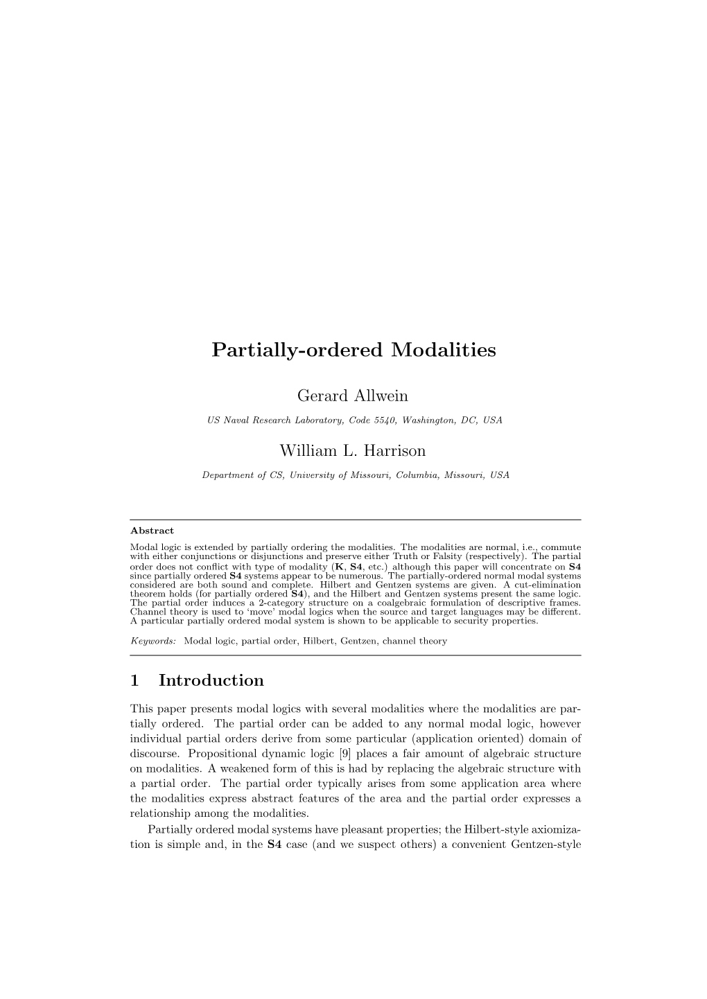 Partially-Ordered Modalities