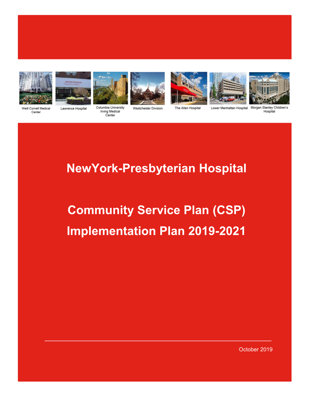 Newyork-Presbyterian Hospital Community Service Plan 2019-2021