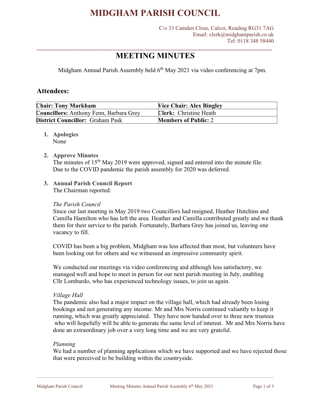 Meeting Minutes