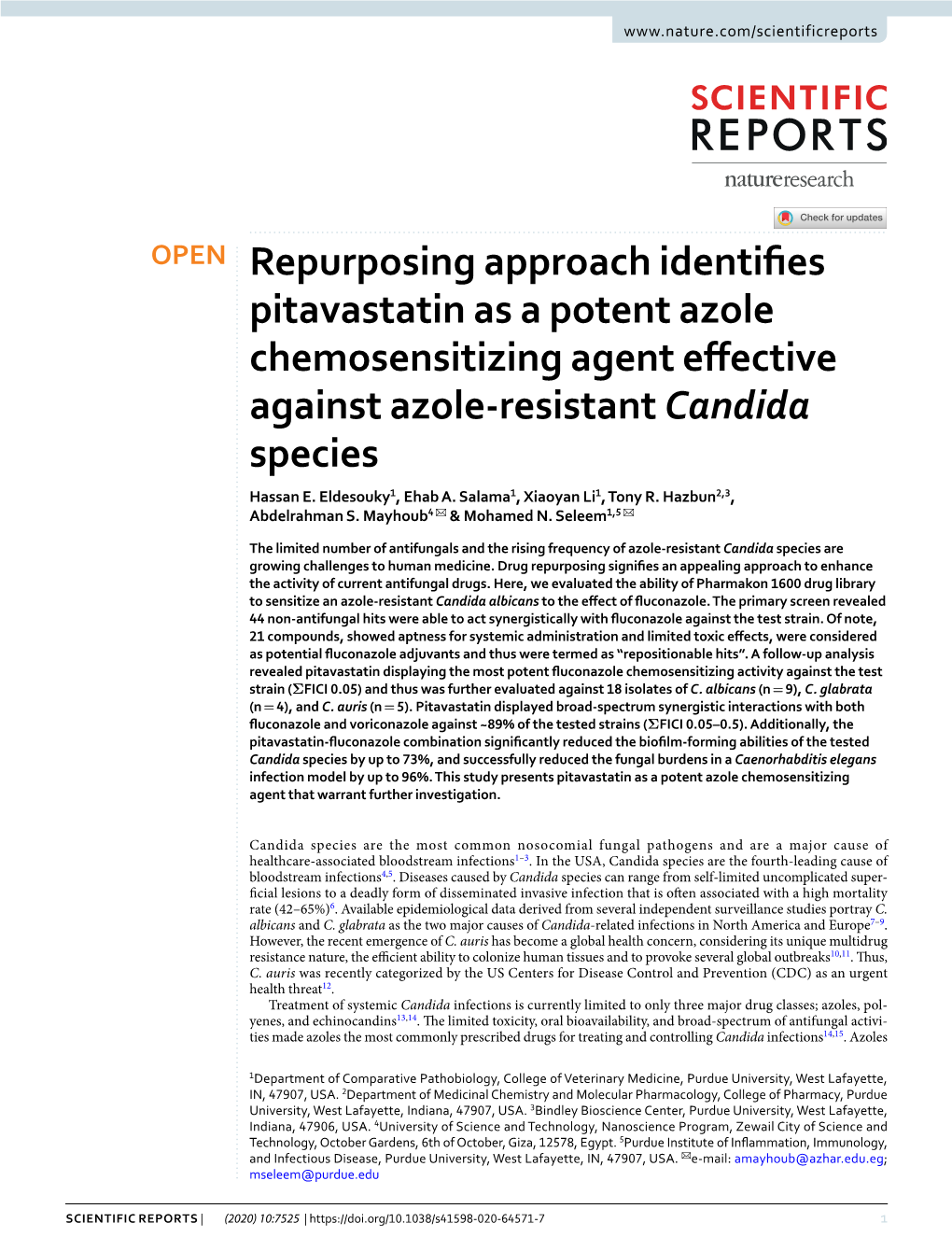 Repurposing Approach Identifies Pitavastatin As a Potent Azole