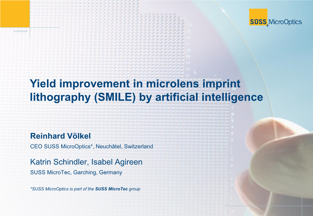 Yield Improvement in Microlens Imprint Lithography (SMILE) by Artificial Intelligence