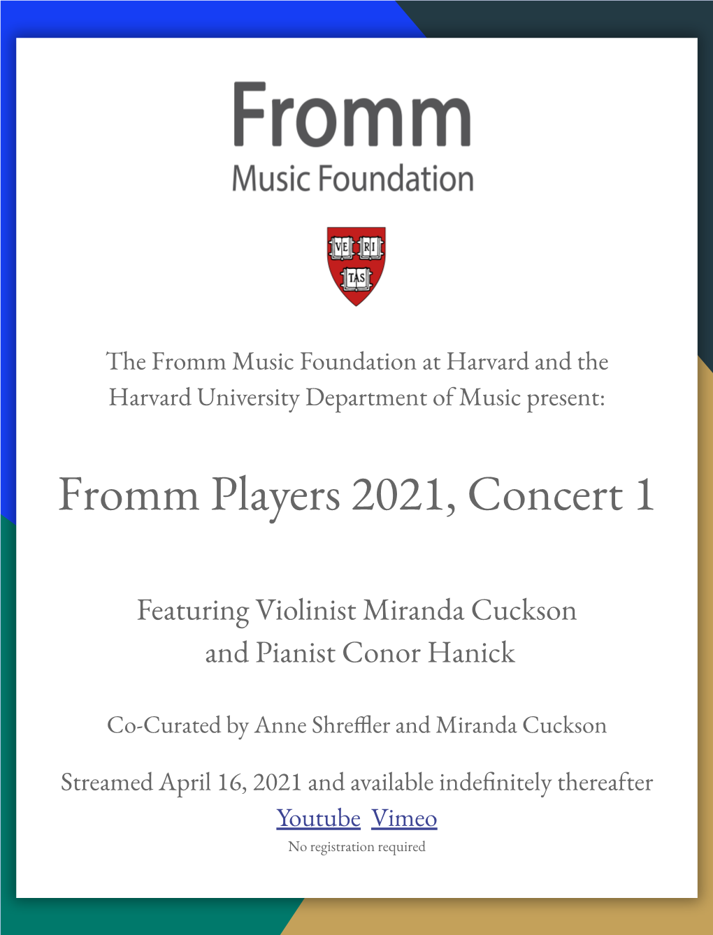Fromm Players 2021, Concert 1
