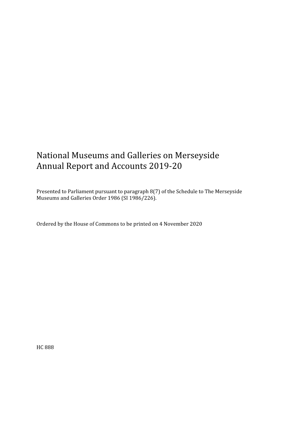 National Museums and Galleries on Merseyside Annual Report and Accounts 2019-20