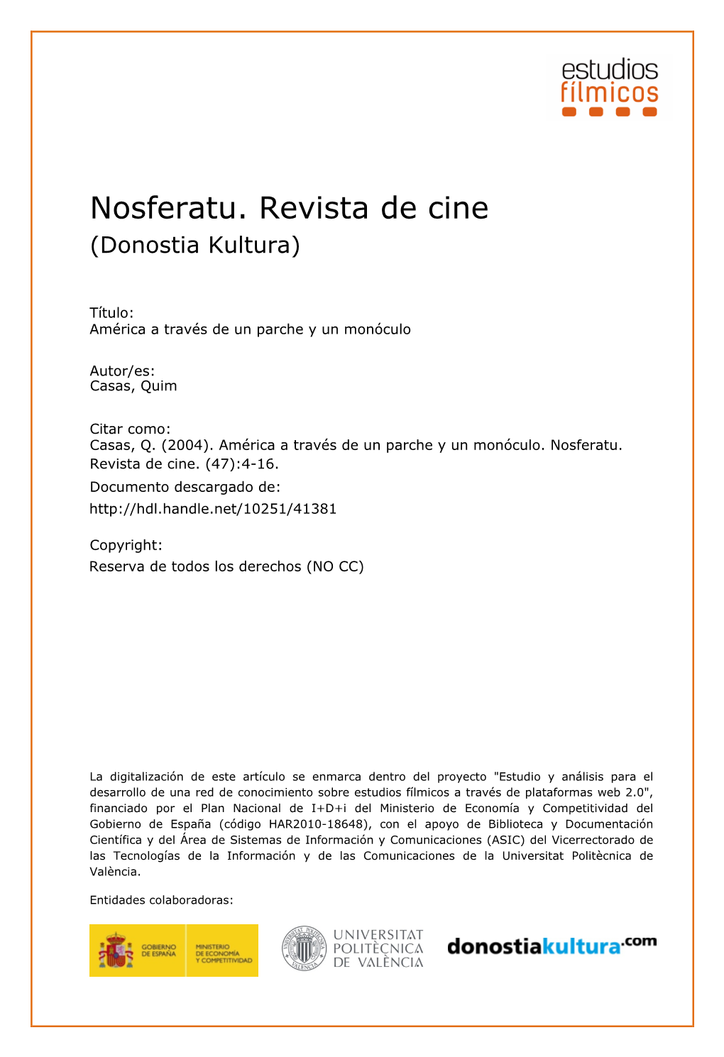 Nosferatu. Revista De Cine (Donostia Kultura)