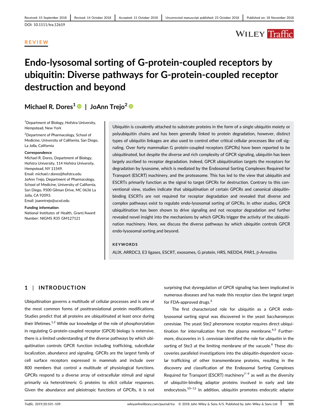 Endo-Lysosomal Sorting of G Protein-Coupled Receptors By