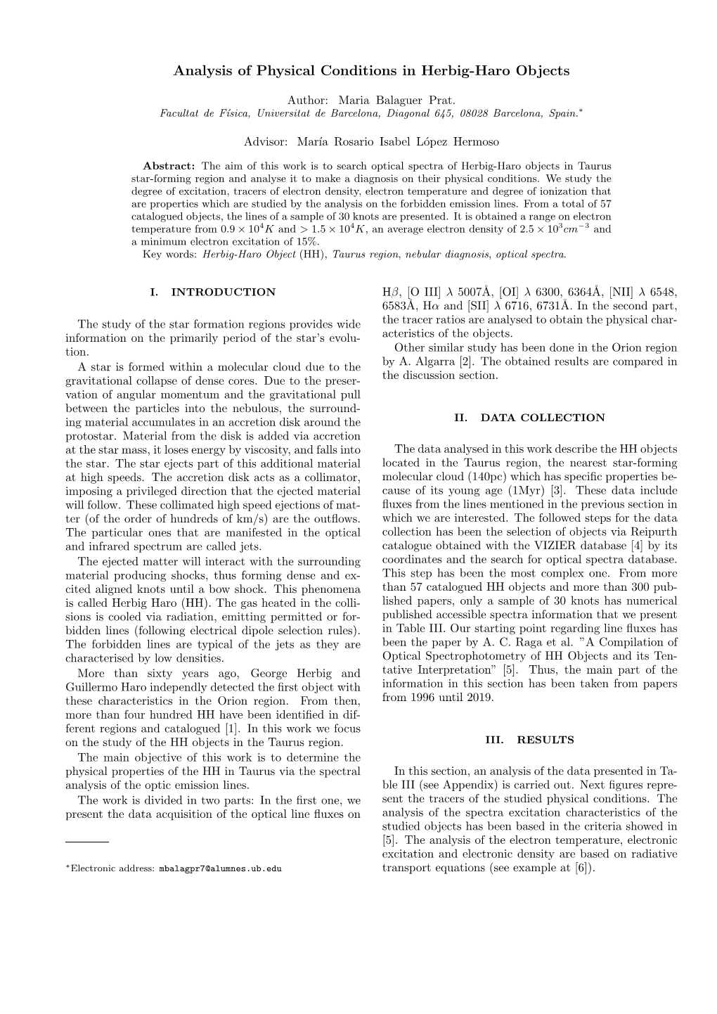 Analysis of Physical Conditions in Herbig-Haro Objects