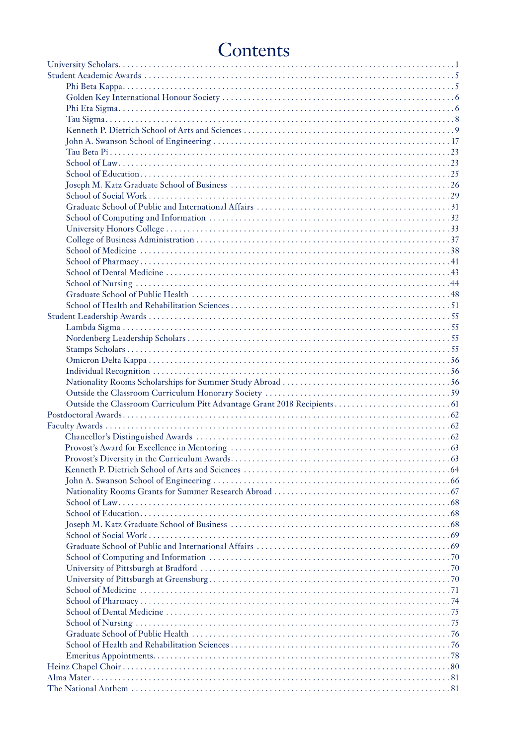 Contents University Scholars