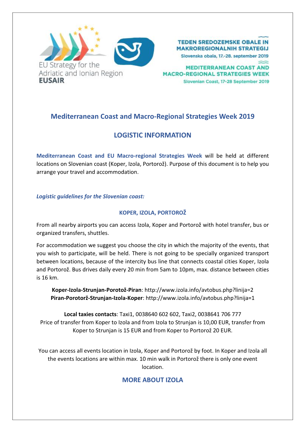 Mediterranean Coast and Macro-Regional Strategies Week 2019