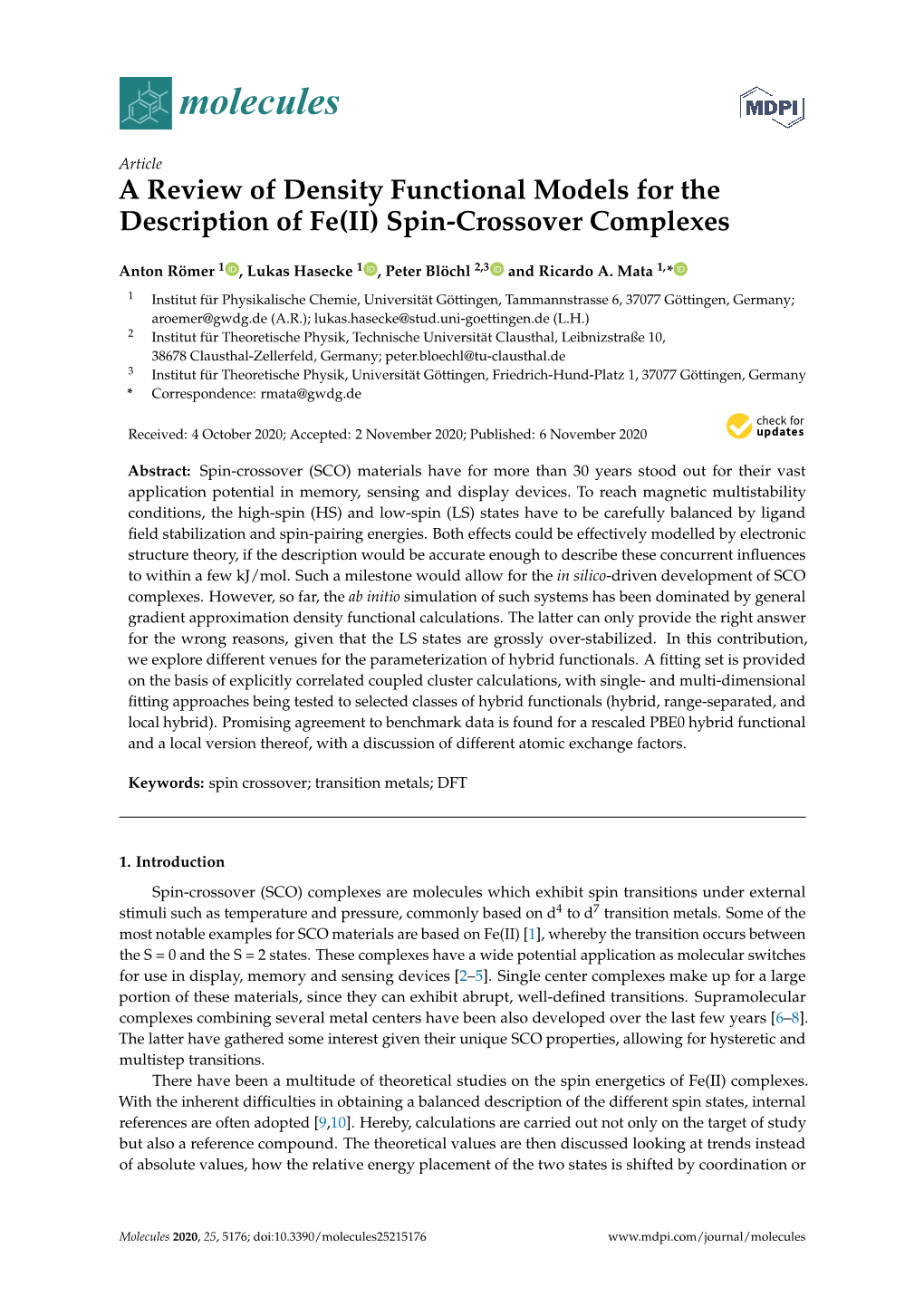 A Review of Density Functional Models for the Description of Fe(II) Spin-Crossover Complexes