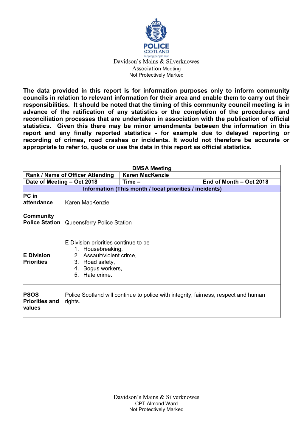 Davidson's Mains & Silverknowes Association Meeting