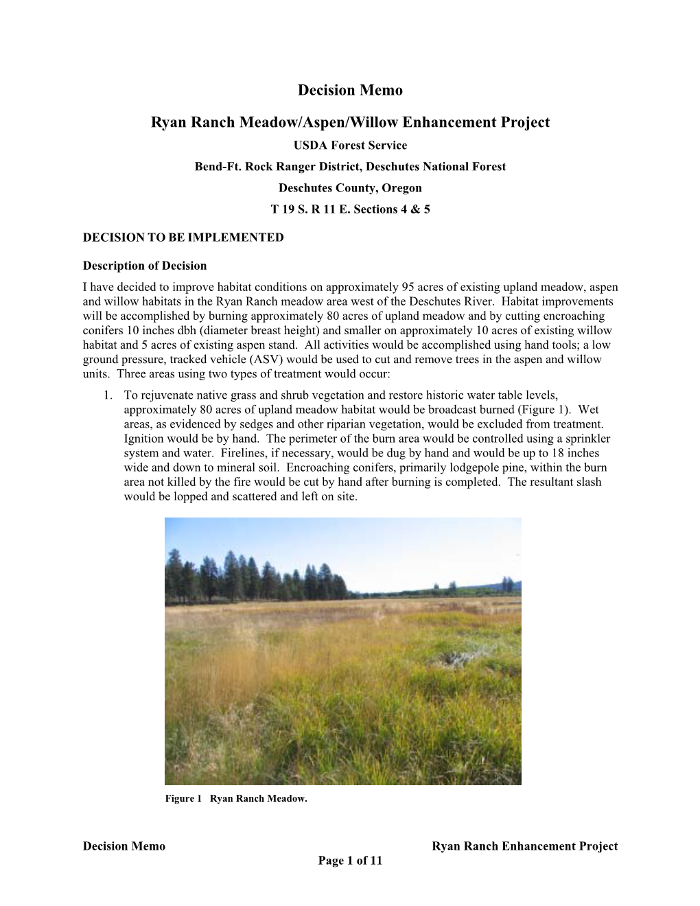 Decision Memo Ryan Ranch Meadow/Aspen/Willow