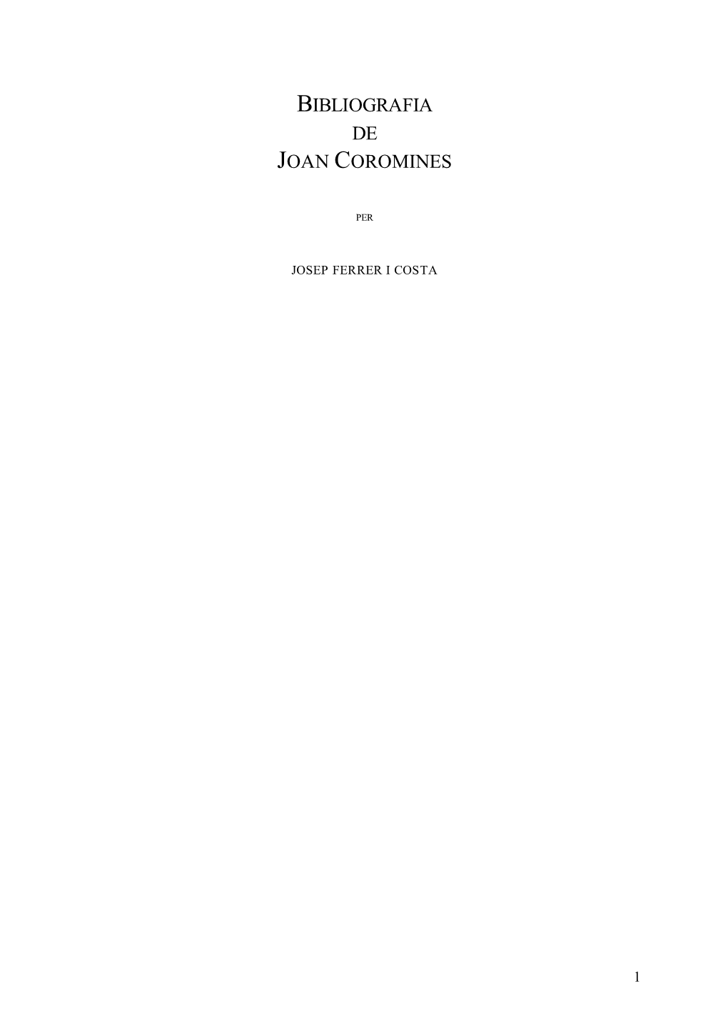 Bibliografia Completa De Joan Coromines