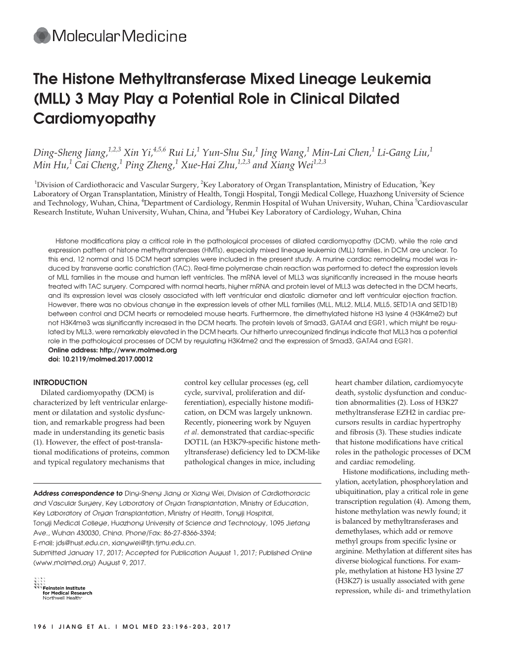 3 May Play a Potential Role in Clinical Dilated Cardiomyopathy