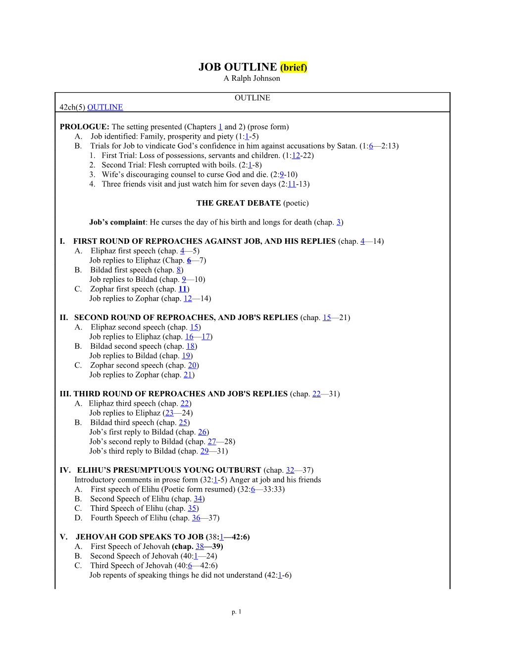 Outline of the Book of Job