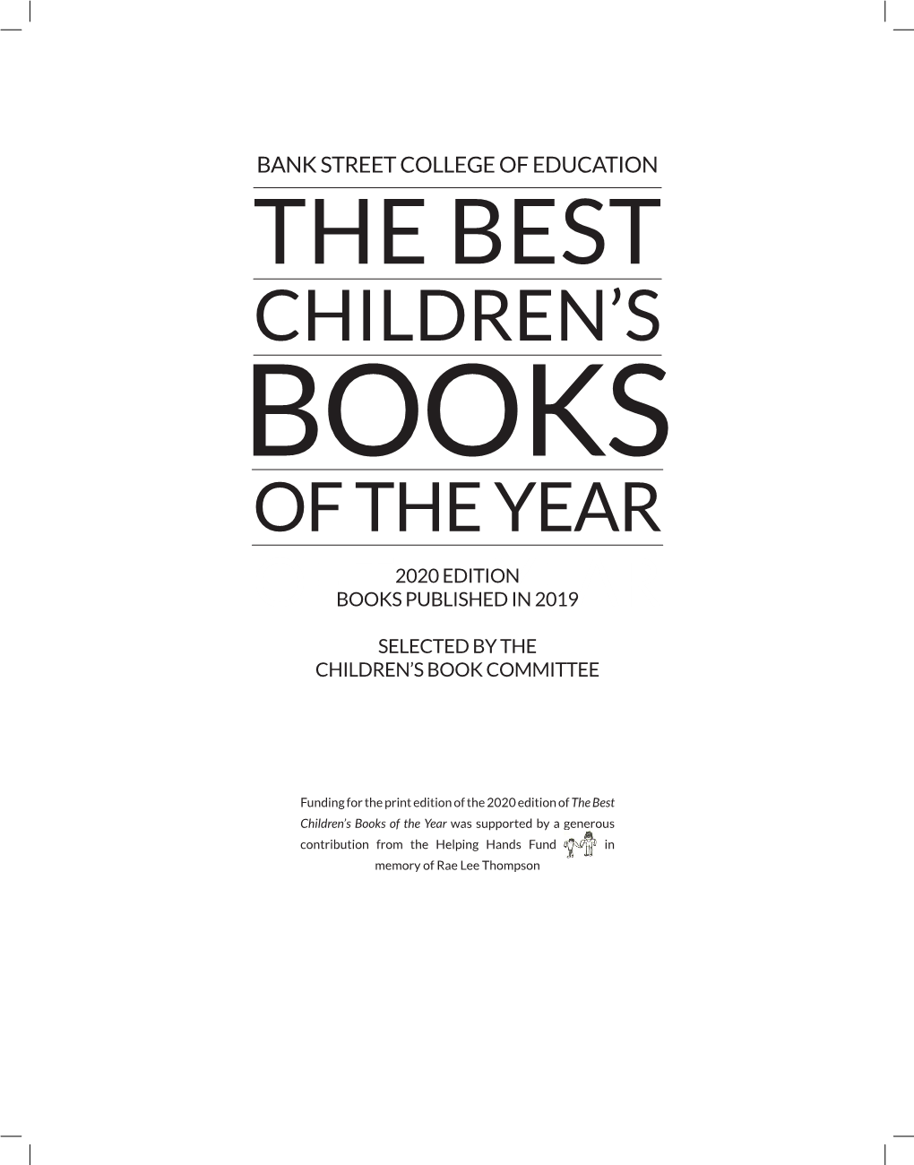 2020 Bank Street College of Education Best Books of the Year