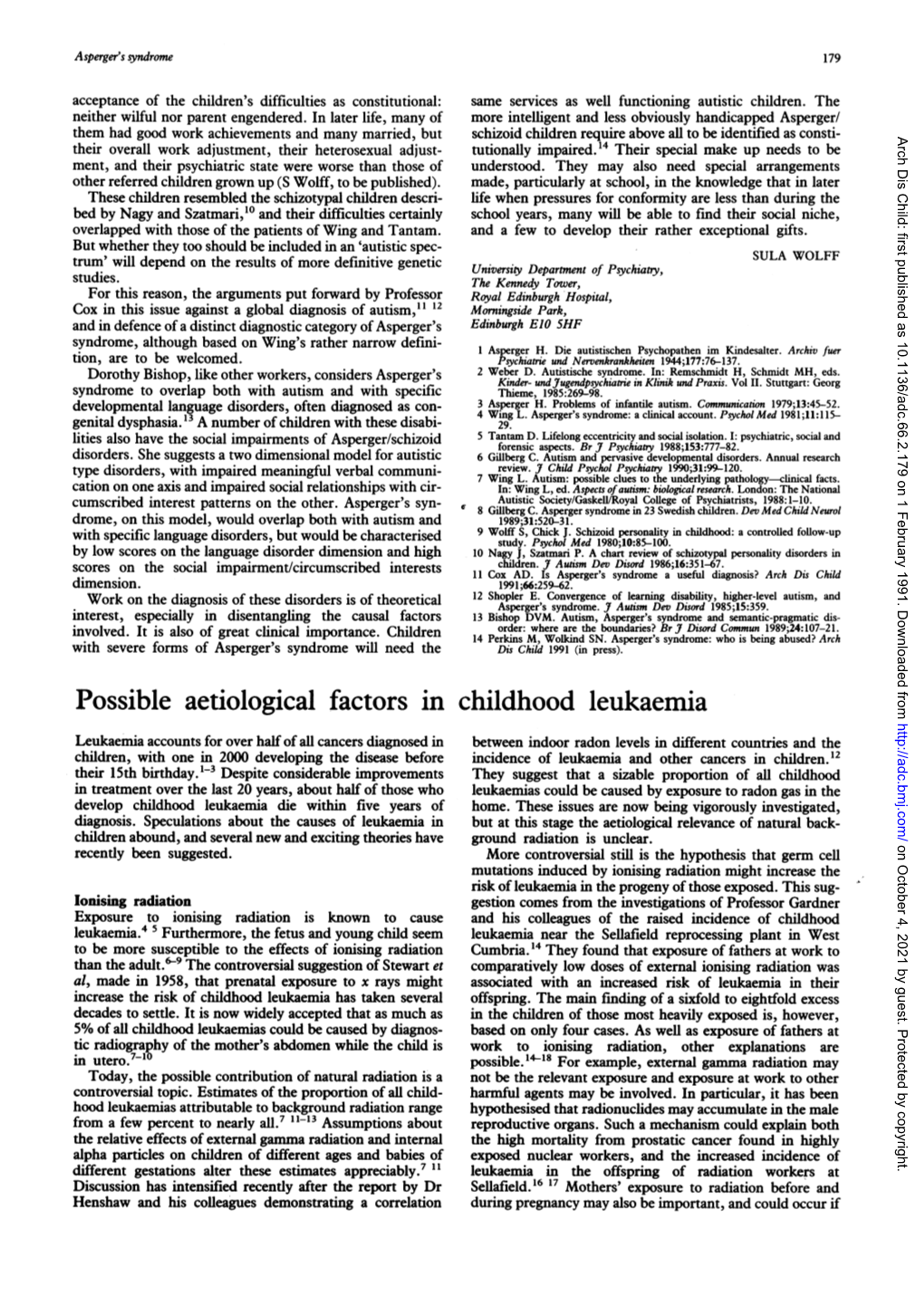 Possible Aetiological Factors in Childhood Leukaemia