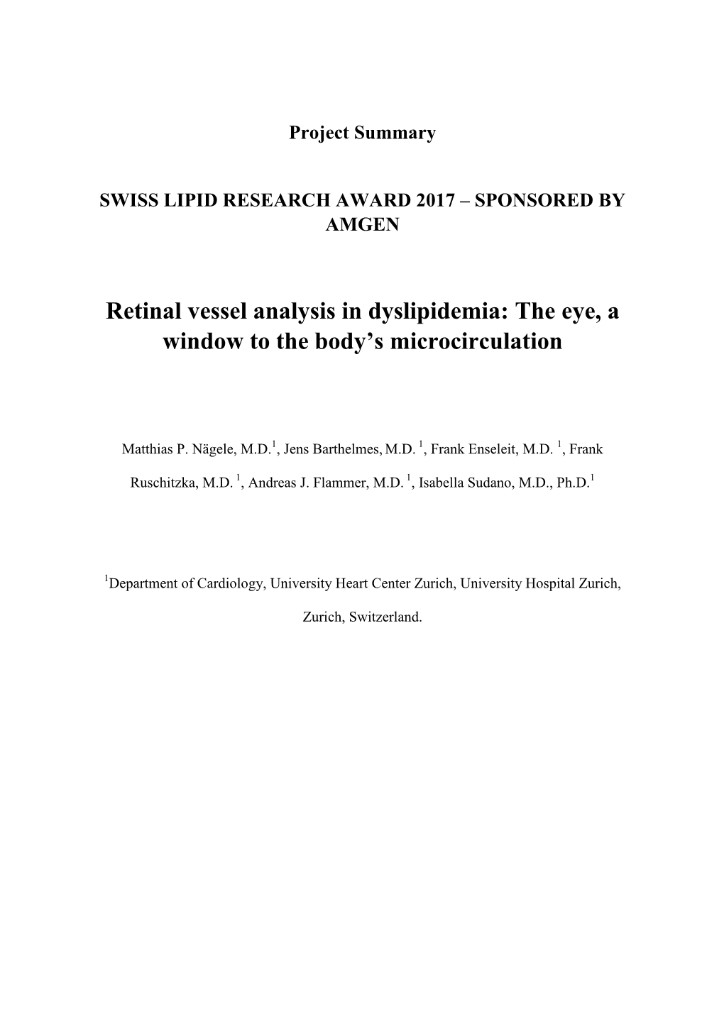 Retinal Vessel Analysis in Dyslipidemia: the Eye, a Window to the Body’S Microcirculation