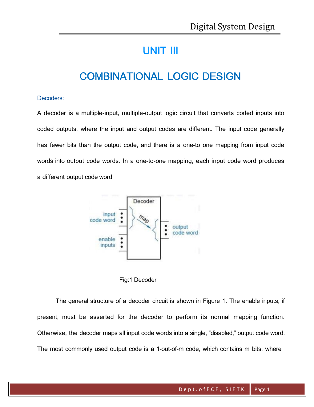 Unit Iii Combinational Logic Design